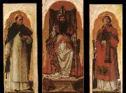 Bartolomeo Vivarini Sts Dominic, Augustin, and Lawrence oil on canvas